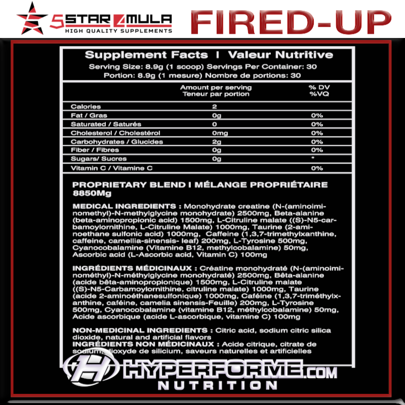 5Star4Mula Fired-up - 30 Servings - Hyperforme Staging