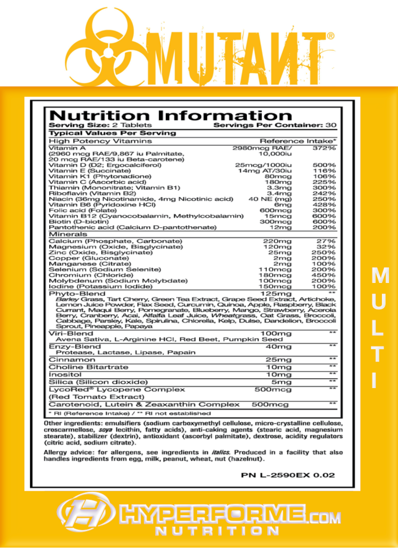 Mutant Multivitamin - 60 Tablets - Hyperforme Staging