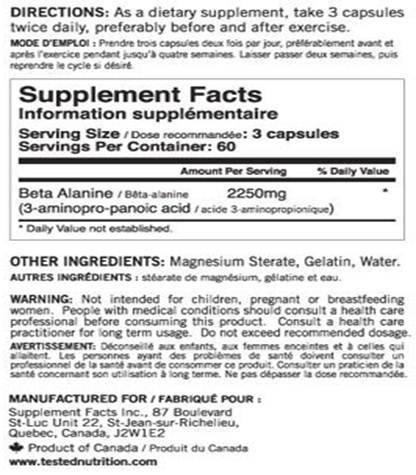 Tested Beta-Alanine 750mg - 180 caps - Hyperforme Staging